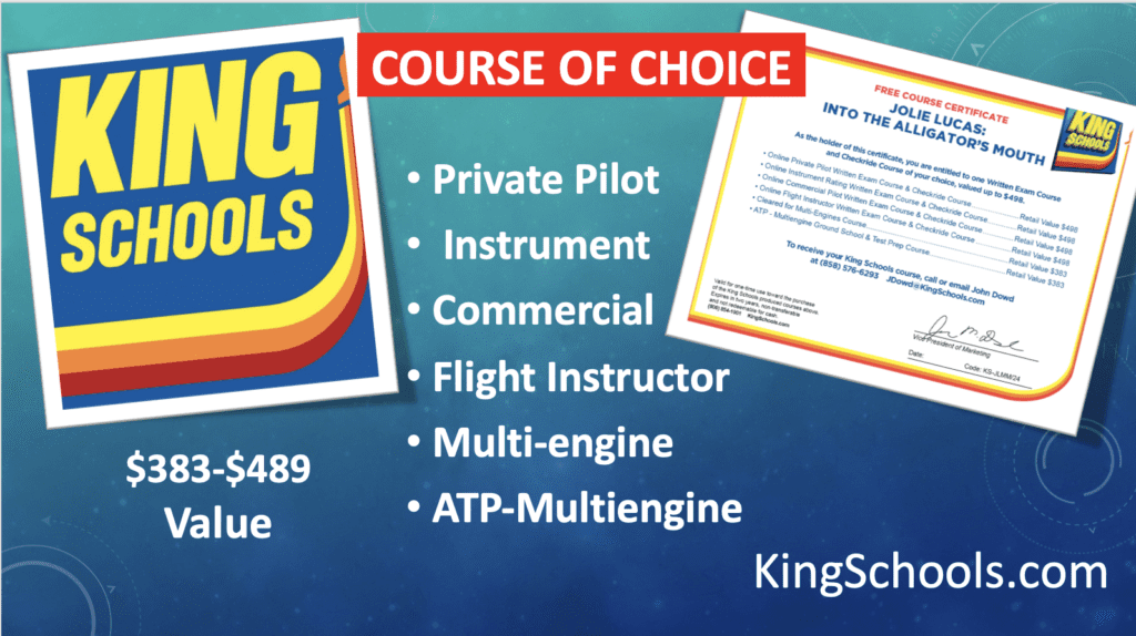 King Schools aviation courses and certificate promotion.